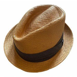 J. Crew - Paper Panama Fedora Hat - Neutral, Chambray Houndstooth Band (OS)